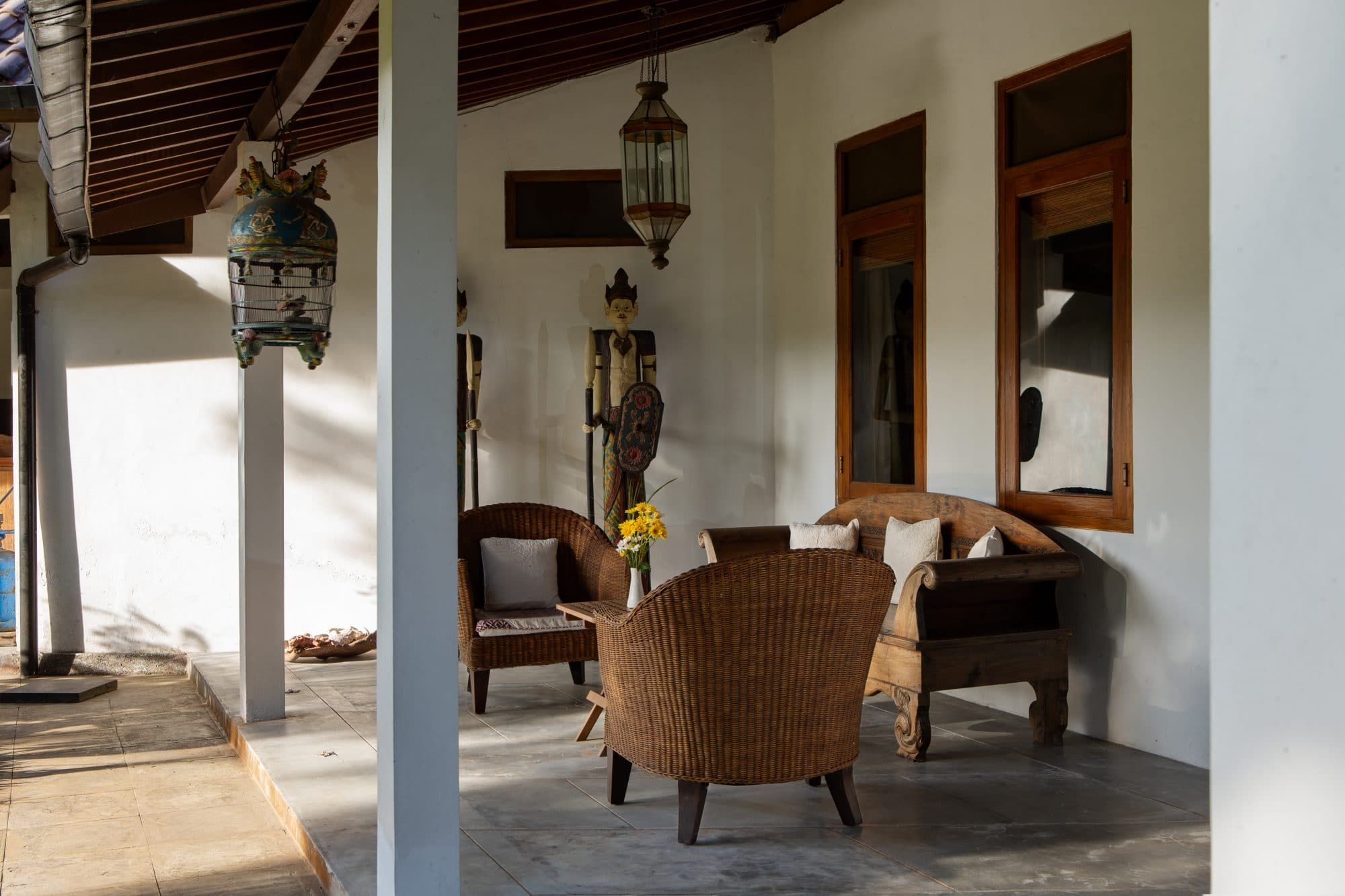 Wooden mezzanine lounge on the first floor of Villa Tanen